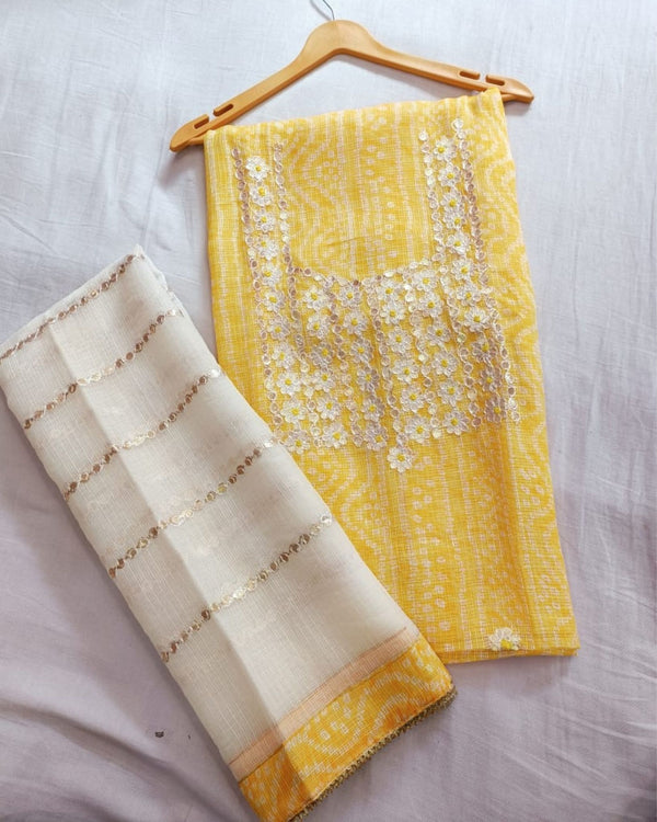 Sunshine Yellow Gota Patti Suit | Kota Doria Set | IndieHaat