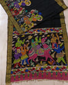 Indiehaat | HandPainted Soft Silk Black Saree | Elegant