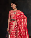 Indiehaat | Organza Silk Weaving Red Saree | Stunning