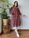 Gorgeous Blockprinted Cotton Maroon Long Dress