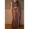 Silkmark Certified Moonga Tussar Brown Silk Saree with Running Blouse Handcrafted-Indiehaat