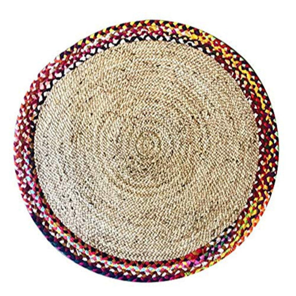 Multicolor Jute White Rug Mats-Indiehaat