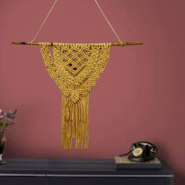 Wall Hanging – Yellow Macrame – Indiehaat