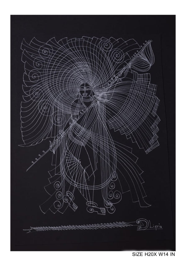 The Surpur Line Art Painting Mixed Media on Paper Unframed (Size: 22 x 16 inches) Artist: Krishna Prakash-Indiehaat