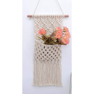 Macrame Wall Hanging White Showpiece-Indiehaat