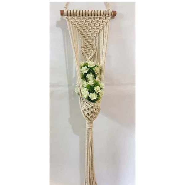 Single Pocket White Plant Hanger-Indiehaat