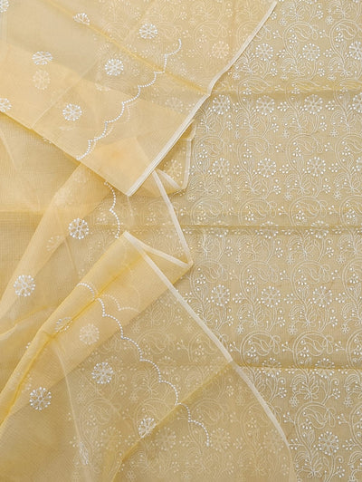 Experience Comfort and Elegance with Kota Doria Embroidery Work Suits in Blue Colour-Indiehaat