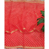 Pure Silk Kota Doria Red Saree with blouse Handcrafted-Indiehaat