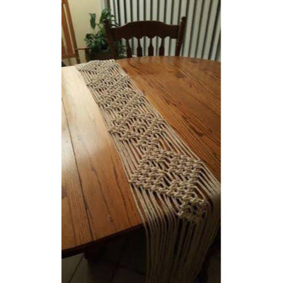 Macrame White Table BedRunner-Indiehaat