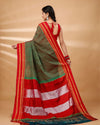 ILKAL Handloom Cotton Silk Saree Green Color with running blouse - IndieHaat