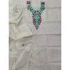 Kota Doria White Suit Material 2 Piece Embroidered (Only Top and Dupatta)-Indiehaat