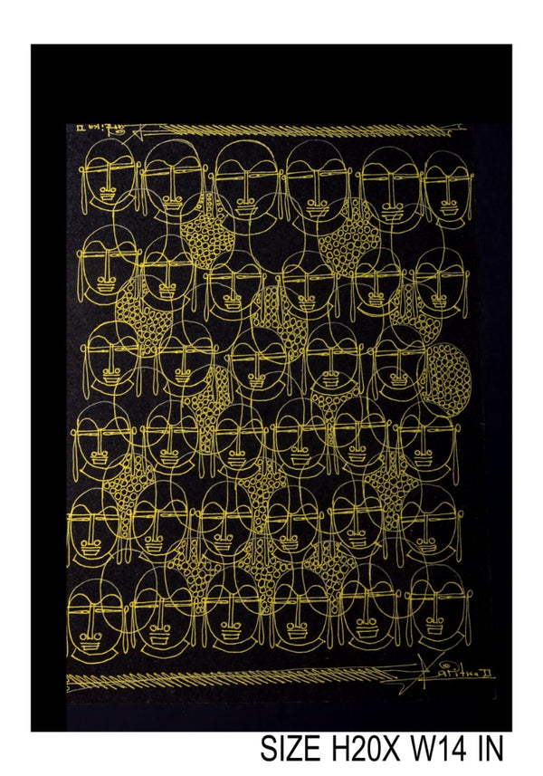 The Surpur Line Art Painting Mixed Media on Paper Unframed (Size: 22 x 16 inches) Artist: Krishna Prakash-Indiehaat