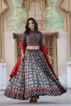 Cotton Lehanga Mulmul Dupatta Violet 20% Off - IndieHaat