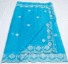 Kota Doria Saree Embroidered Blue 13% Off - IndieHaat