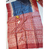 Silkmark Certified Tussar Silk Madhubani Block Print Blue Saree with Blouse-Indiehaat