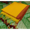 Pure Handloom Mul Cotton Yellow Saree 120 Count (Without Blouse)-Indiehaat