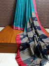 Cotton Saree Plain Body Green 14% Off - IndieHaat