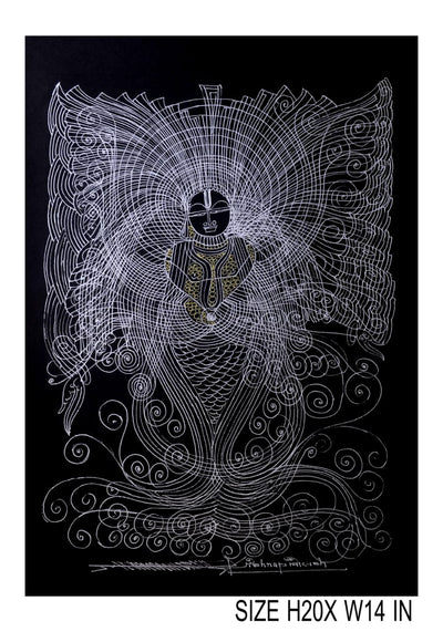 The Surpur Line Art Painting Mixed Media on Paper Unframed (Size: 22 x 16 inches) Artist: Krishna Prakash-Indiehaat