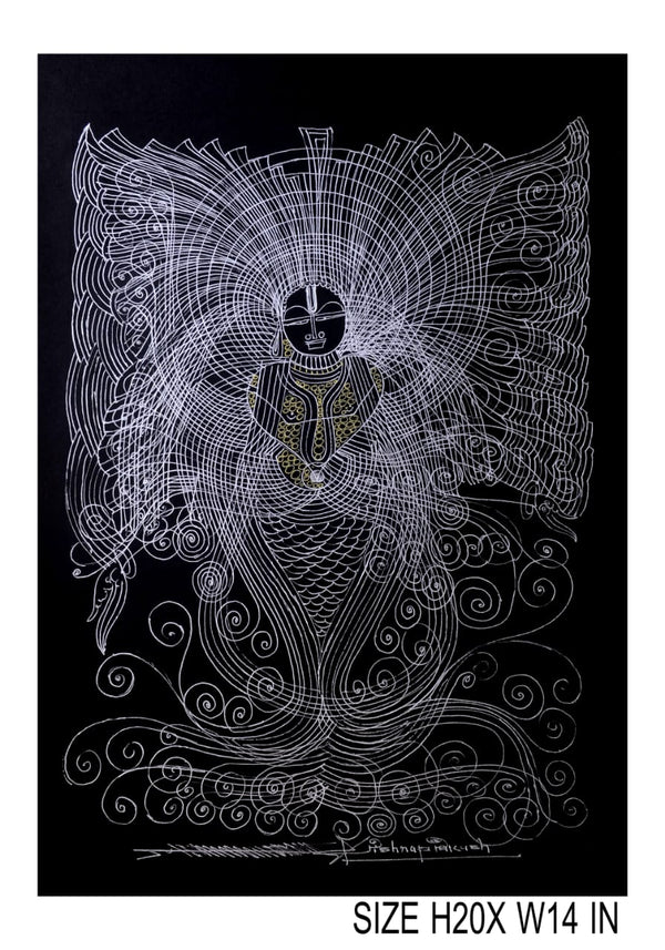 The Surpur Line Art Painting Mixed Media on Paper Unframed (Size: 22 x 16 inches) Artist: Krishna Prakash-Indiehaat