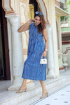 Pure Cotton (60*60) One Piece Dress Sleeveless Dark Blue Color Handblock Printed (Size: S-XXXL, 34-44) - IndieHaat