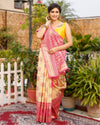 Kashmiri Modal Silk Saree Pastel Peach Color with contrast pallu and blouse - IndieHaat