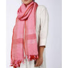 Hand Dyed Pure Linen Pink Dupatta-Indiehaat