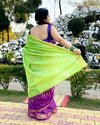 Katan Silk Saree Royal Purple Color Banarasi Weaves with running blouse - IndieHaat