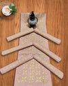 Cotton Table Runner and Mat Set (6+1) Applique work Dark Vanilla Color - IndieHaat