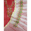 Kota Doria Red Suit Material 2 Piece Embroidered (Only Top and Dupatta)-Indiehaat