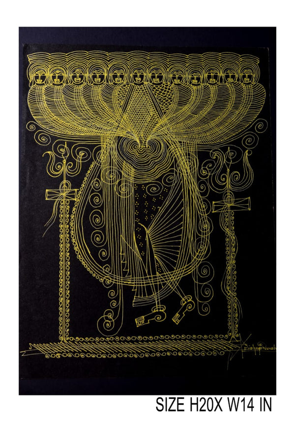 The Surpur Line Art Painting Mixed Media on Paper Unframed (Size: 22 x 16 inches) Artist: Krishna Prakash-Indiehaat