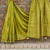 Chanderi Silk Green Saree Hand Applique Work with running blouse-Indiehaat