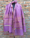 Chanderi Silk Dupatta Lavendar Color Applique Work - IndieHaat