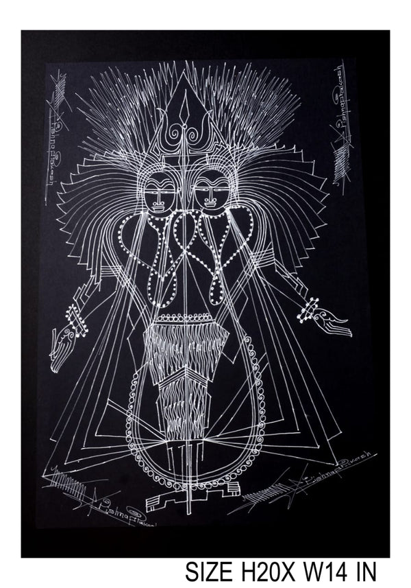 The Surpur Line Art Painting Mixed Media on Paper Unframed (Size: 22 x 16 inches) Artist: Krishna Prakash-Indiehaat