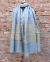 Chanderi Silk Dupatta Pastel Blue Color Applique Work - IndieHaat