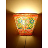 Indiehaat | Flower Kalamkari Handpainted Wall Mount Leather Lamp | 5.5 Inch