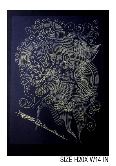 The Surpur Line Art Painting Mixed Media on Paper Unframed (Size: 22 x 16 inches) Artist: Krishna Prakash-Indiehaat