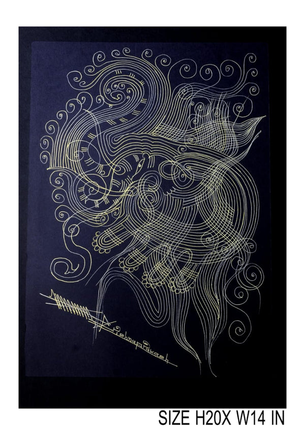 The Surpur Line Art Painting Mixed Media on Paper Unframed (Size: 22 x 16 inches) Artist: Krishna Prakash-Indiehaat