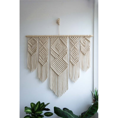 White Macrame Wall DecorSize : 30X34-Indiehaat
