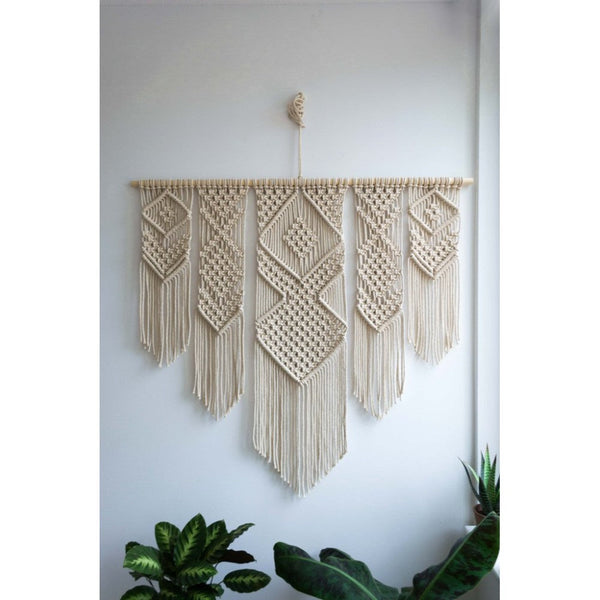 White Macrame Wall DecorSize : 30X34-Indiehaat