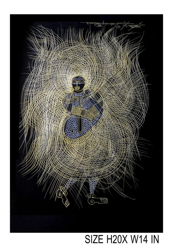 The Surpur Line Art Painting Mixed Media on Paper Unframed (Size: 22 x 16 inches) Artist: Krishna Prakash-Indiehaat