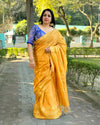 Katan Silk Saree Gajari Color Banarasi Weaves with running blouse - IndieHaat