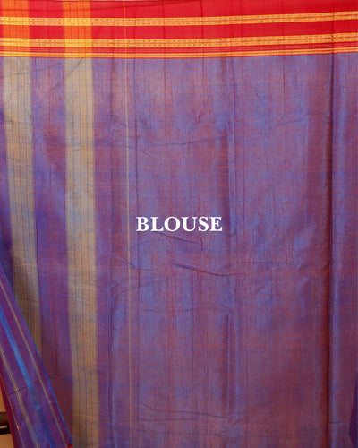 ILKAL Handloom Cotton Silk Saree Faded Purple Color with running blouse - IndieHaat