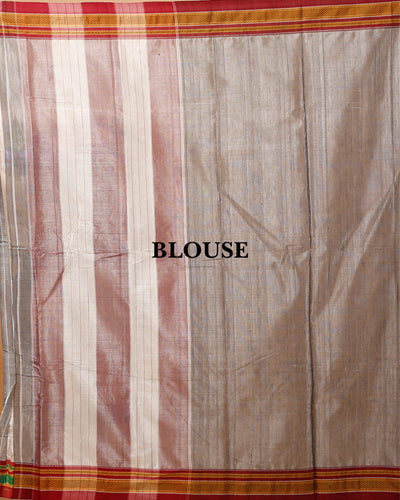 ILKAL Handloom Cotton Silk Saree Gray Color with running blouse - IndieHaat