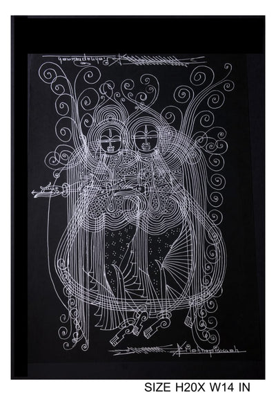 The Surpur Line Art Painting Mixed Media on Paper Unframed (Size: 22 x 16 inches) Artist: Krishna Prakash-Indiehaat