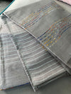 Kota Staple Silk Flag and Sequence Pallu Saree Jumbo Gray Colour with Running Blouse-Indiehaat