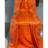 Silkmark Certifiied Pure Tussar Hand Cutwork Saree Orange Colour  (Tussar by Tussar Fabric)-Indiehaat