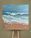 Mix Media Painting on Wood (Waves) by Priyanka (Unframed) - IndieHaat
