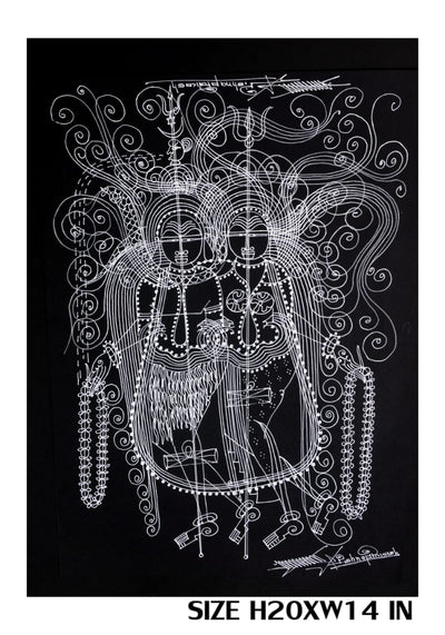 The Surpur Line Art Painting Mixed Media on Paper Unframed (Size: 22 x 16 inches) Artist: Krishna Prakash-Indiehaat