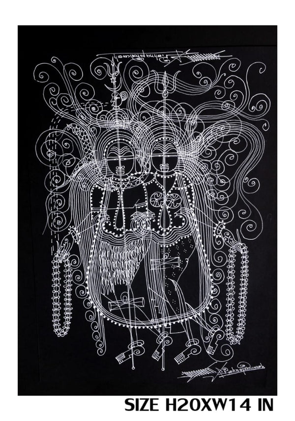 The Surpur Line Art Painting Mixed Media on Paper Unframed (Size: 22 x 16 inches) Artist: Krishna Prakash-Indiehaat