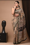 Chanderi Silk Saree RunningBlouse Brown 7% Off - IndieHaat